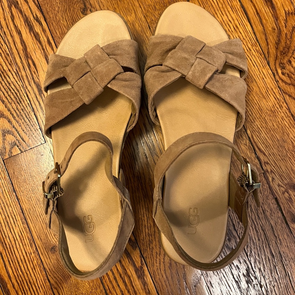 UGG Women's Brown Suede Knotted Slingback Sandals